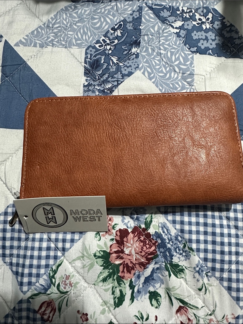 Moda West Zip-Around Wallet in Warm Cognac